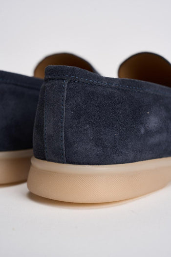 Mocassino uomo in suede blu navy - 7