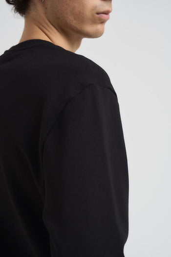 Felpa uomo girocollo nera con logo dorato - 6