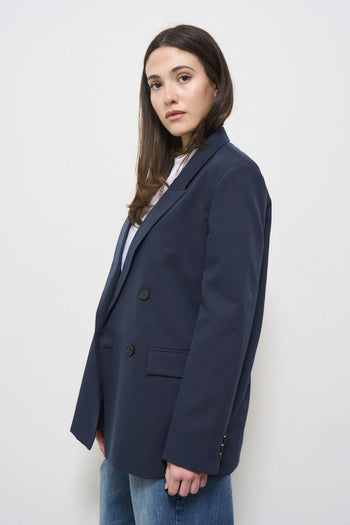 Giacca donna blu doppiopetto - 4