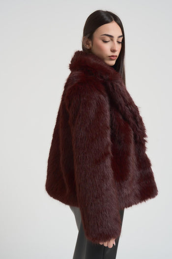 Ecopelliccia donna corta marrone - 6