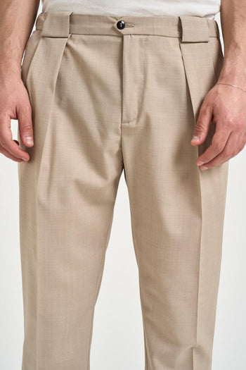 Pantalone uomo con pinces beige - 5