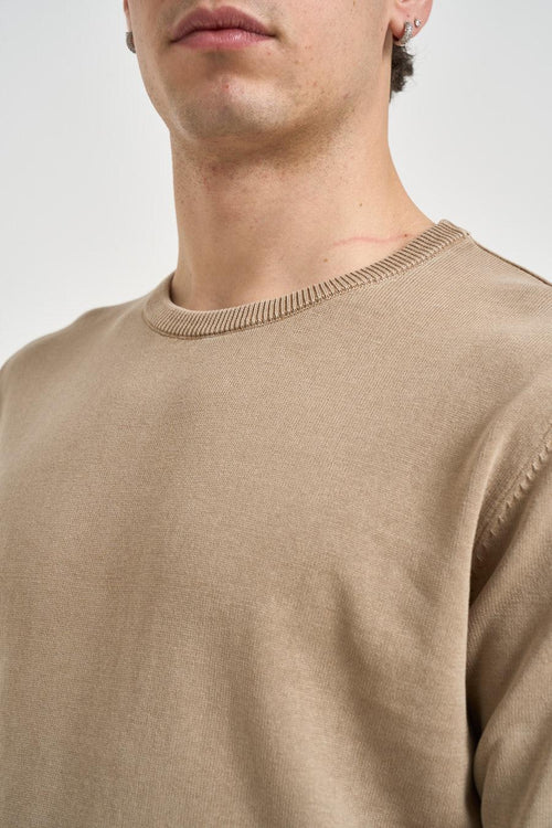 T-shirt uomo in maglia beige - 2