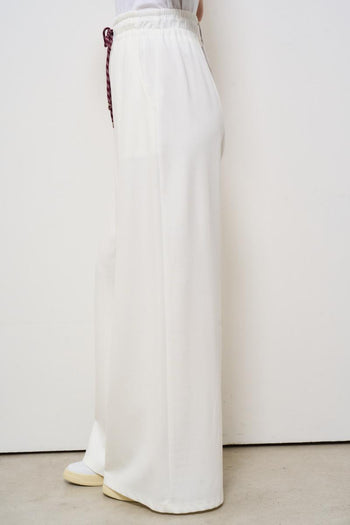 Pantaloni donna bianco a palazzo - 3
