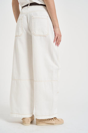 Pantalone donna wide leg bianco - 4