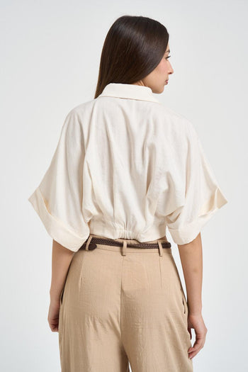 Camicia donna cropped burro - 3
