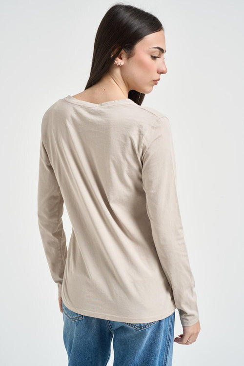 T-shirt donna a manica lunga avorio - 2