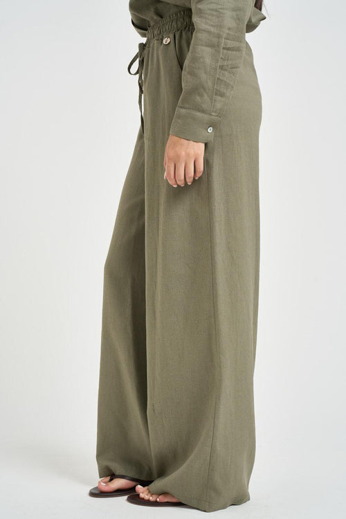 Pantalone donna fluido verde militare - 2