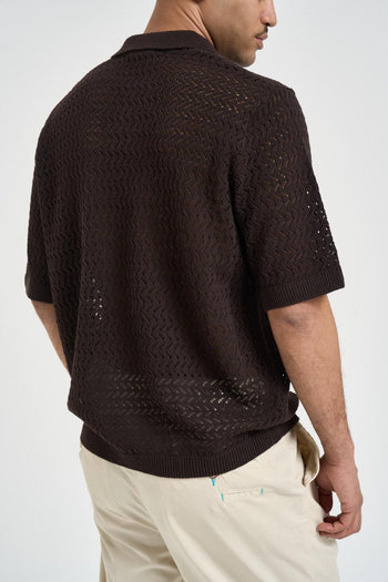 Polo uomo traforata marrone - 4