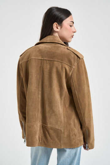 Giubbotto donna in suede cammello - 4