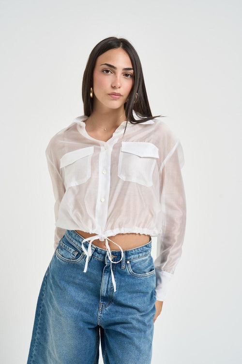 Camicia donna semitrasparente bianco - 2