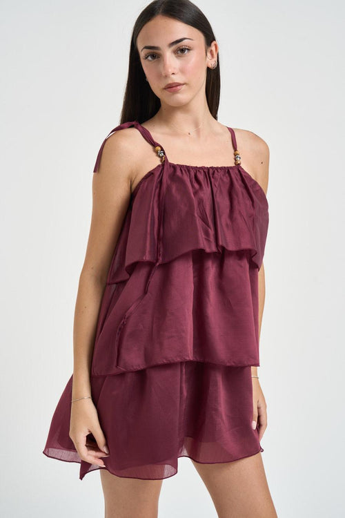 Abito donna a balze bordeaux - 2