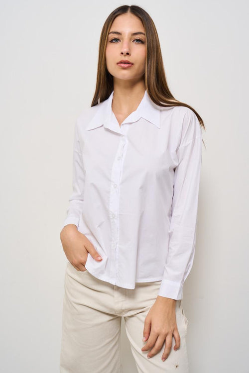 Camicia donna bianca con retro ricamato