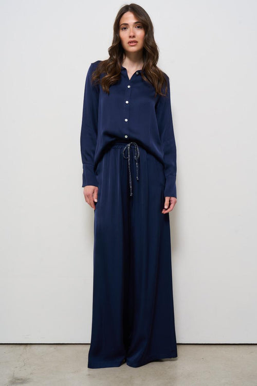 Camicia donna satinata blu - 1