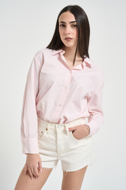 Camicia donna gessata rosa