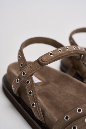 Sandalo donna in suede tortora - 5
