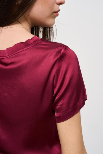 T-shirt donna girocollo satinata rosso - 5