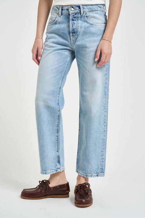 Jeans donna dritto in denim chiaro - 1
