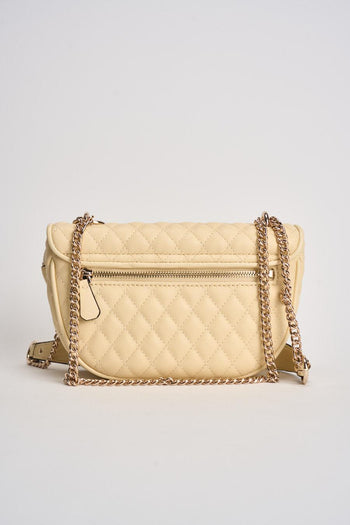 Borsa donna a tracolla giallo pastello matelassé - 4