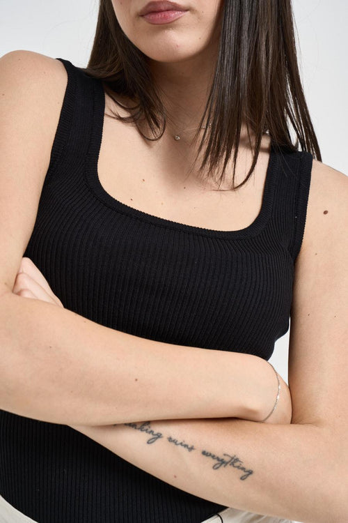 Top donna a costine nero - 2