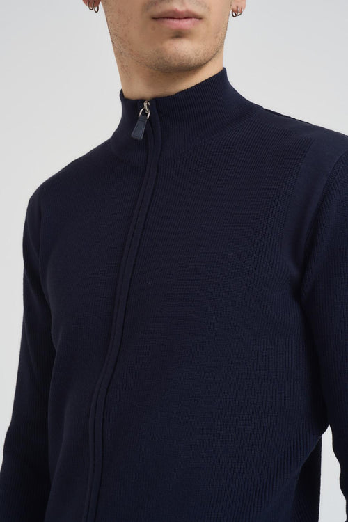 Maglia uomo con zip blu notte - 2