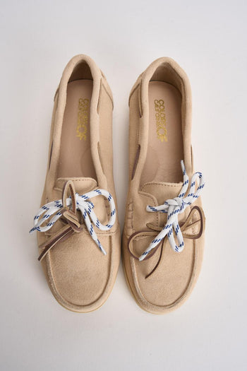 Mocassino donna da barca in suede rosa cipria - 5
