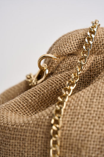 Borsa donna clutch in tessuto effetto juta beige - 3