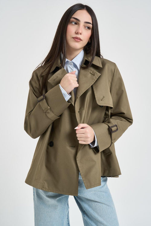 Trench donna Biglia corto verde militare - 2