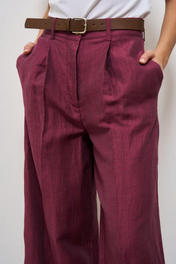 Pantalone donna a palazzo bordeaux - 6
