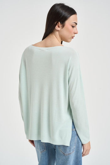 Maglia donna scollo a barca verde menta - 3