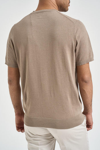 T-shirt girocollo in maglia beige - 3