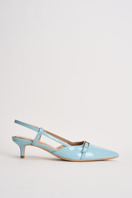 Slingback donna in vernice celeste