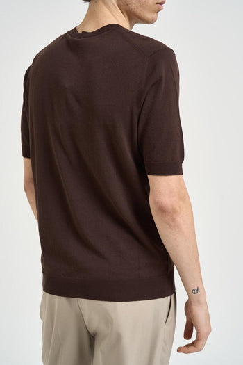 T-shirt uomo in maglia marrone - 4
