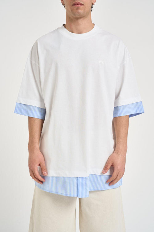 T-shirt uomo bianca e celeste