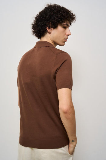 Polo uomo in maglia marrone - 5