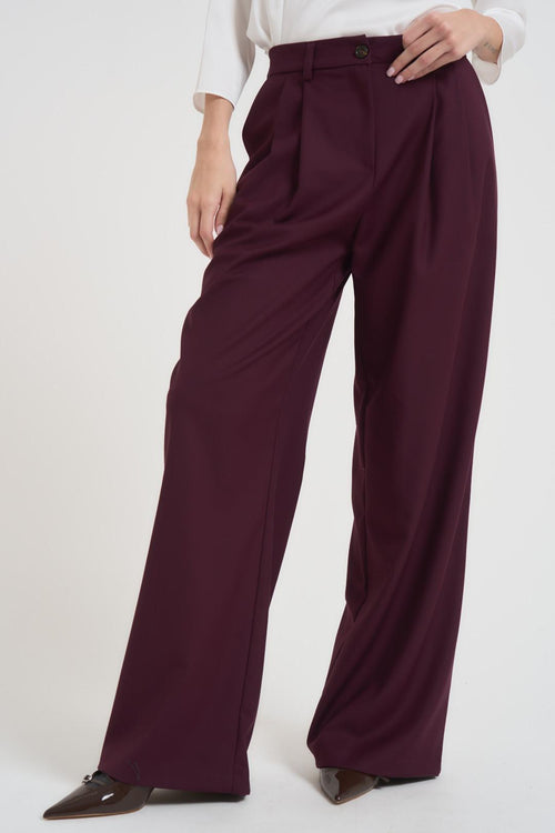 Pantalone ampio donna con pence bordeaux