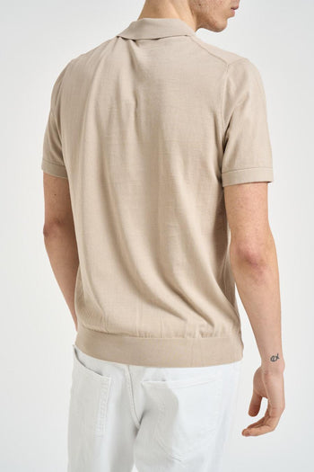 Polo uomo in maglia beige - 4