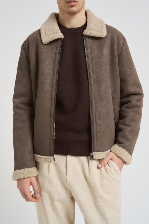 Giubbotto uomo eco montone marrone - 2