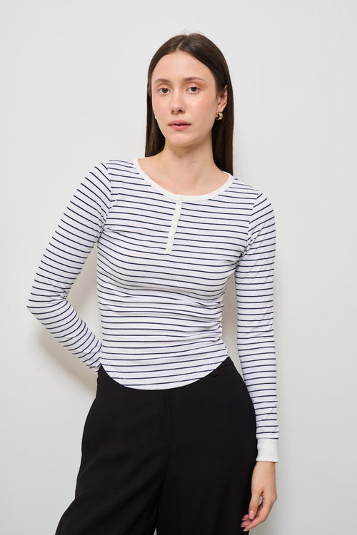 T-shirt donna a righe blu