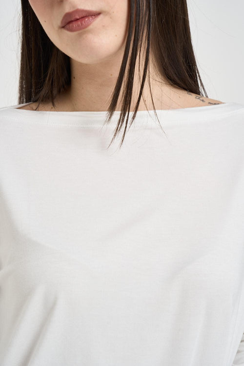 Maglia donna scollo a barca bianca - 2