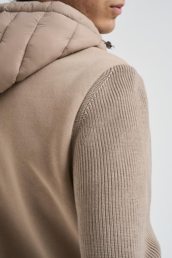 Piumino uomo con manica in maglia beige - 7