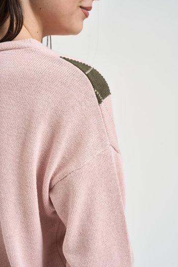 Cardigan donna a rombi rosa - 4