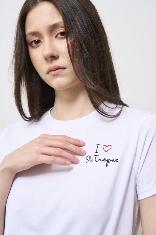 T-shirt donna bianca scritta I Love S.Tropez - 2