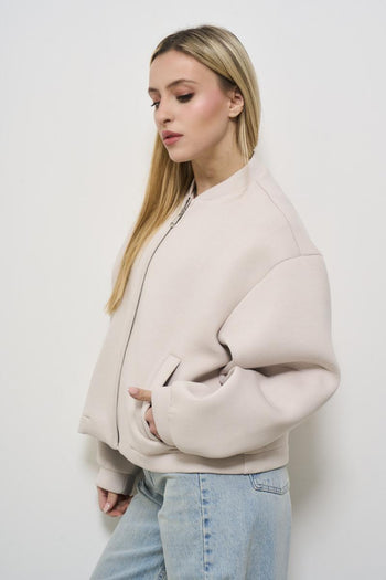 Women's cream bomber jacket - 7