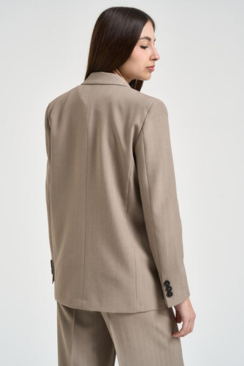 Giacca donna gessata tortora - 4