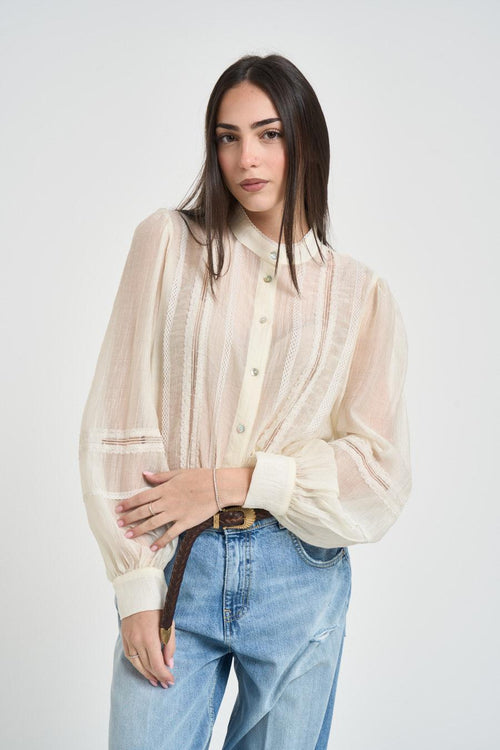 Camicia donna semi-trasparente avorio - 2