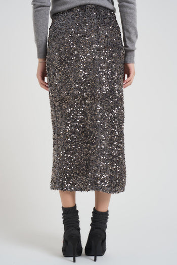 Gonna donna con paillettes e spacco grigia - 3