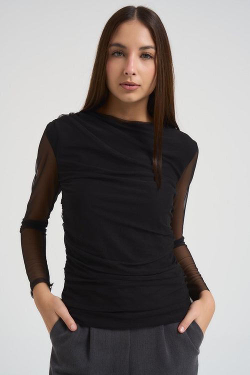 Top donna drappeggiato nero
