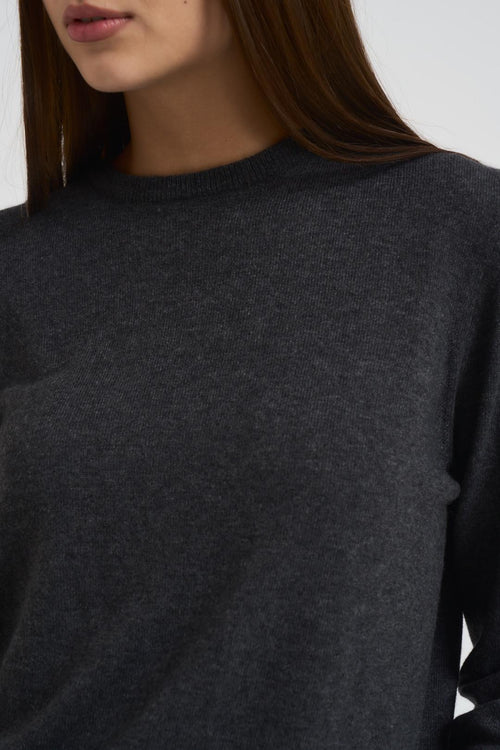 Maglia donna girocollo basica grigio antracite - 2