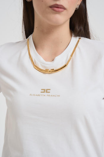 T-shirt donna collana gioiello bianca - 3