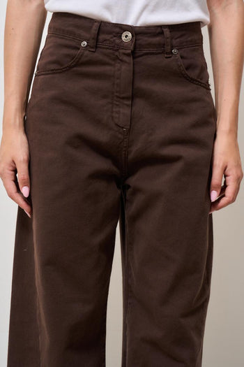 Jeans donna a palazzo marrone - 6